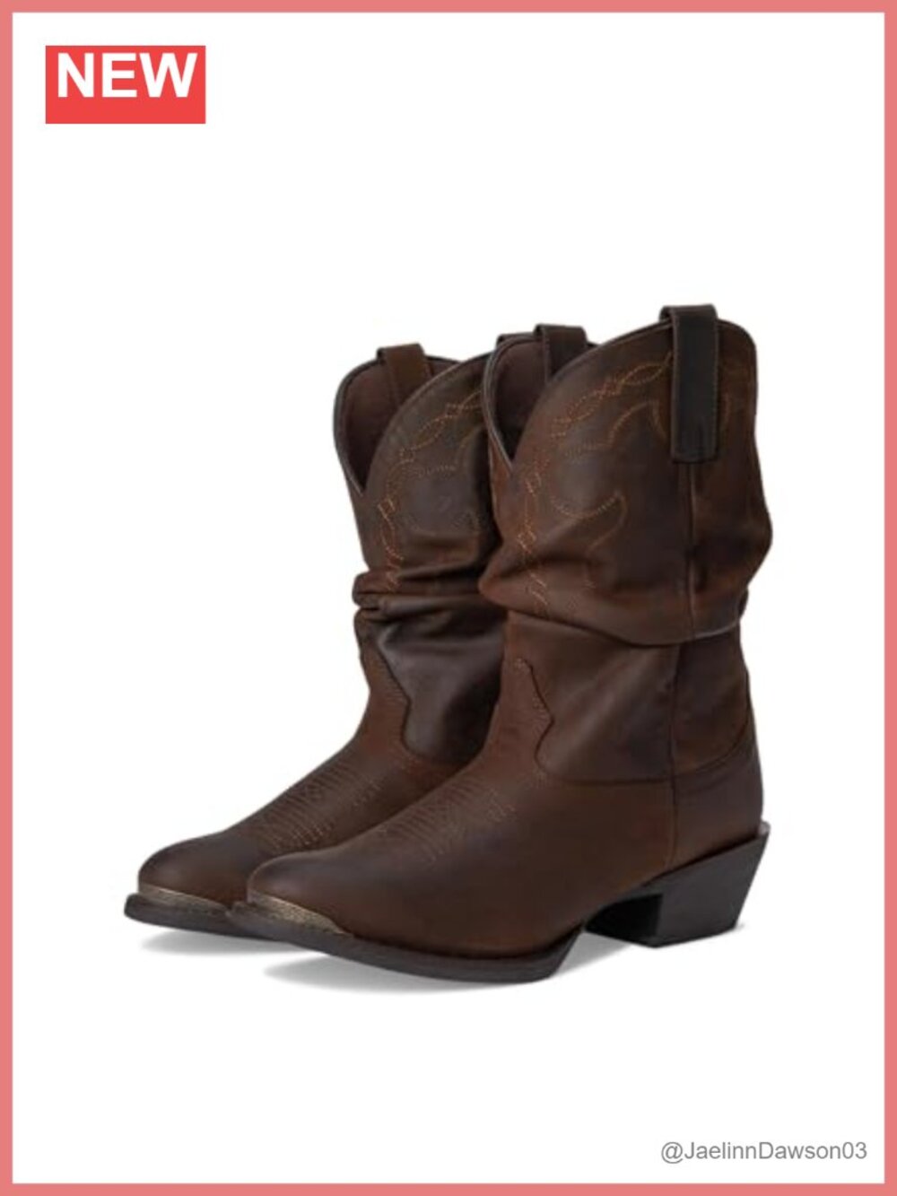 Laredo Leather Slouch Mid Calf Pull On Boots Round Toe Casual